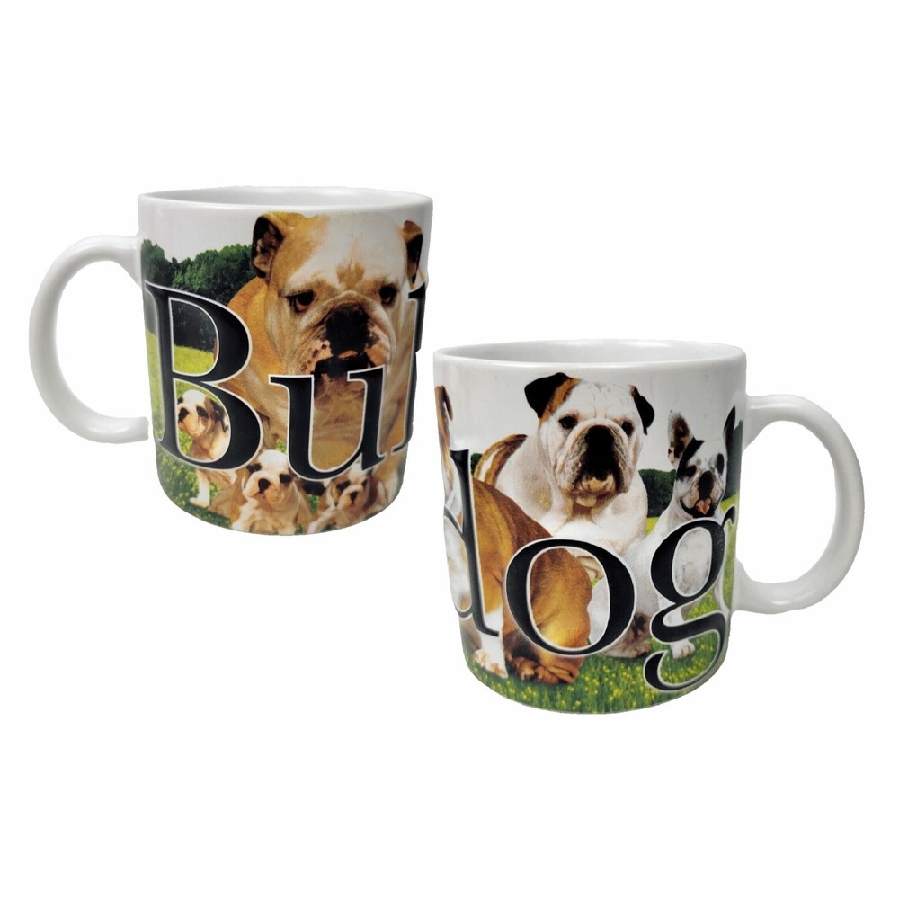Bulldog Americaware Coffee Mug 3D Large 18oz Stoneware Pet Cup Dog Raised Letter